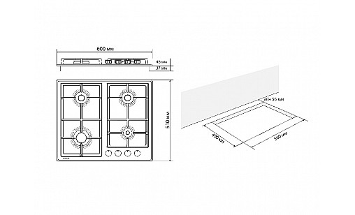 Варочная поверхность  ELEYUS ALEXA 60 IS CF нержавеющая сталь