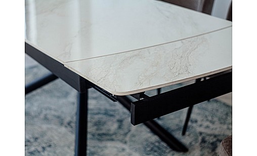 Стіл обідній Philip1600(2200)*900*750 White Golden Art Glossy