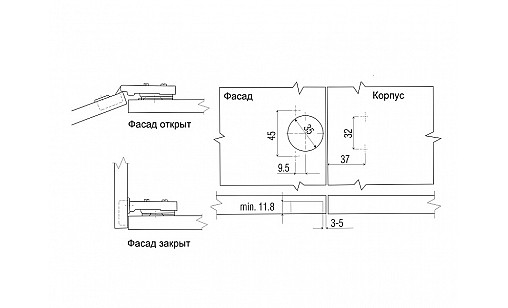 Завіс накладний ДС ЄвроЛайн