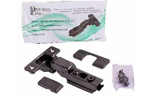 Петля PL полунакладная со скрытой планкой и 3D регулировкой Clip On