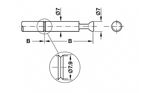 Болт стяжки мініфікс подвійний сталь 68 мм для отворів 7мм Hafele 262.28.286