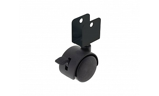 Ролик d-40 мм пластиковий з U-подібним кріпленням з гальмом Чорний ДС