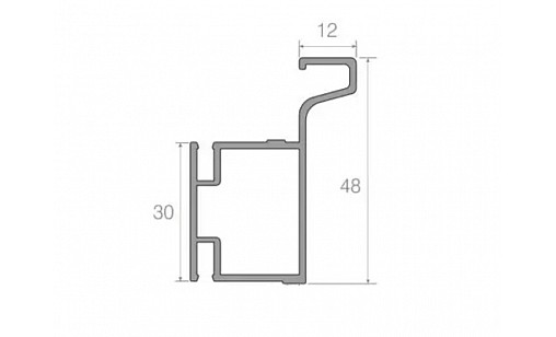 Профіль фронтальний вертикальний одинарний (фасад без ручок) L = 4,7 м 114-52-00-601