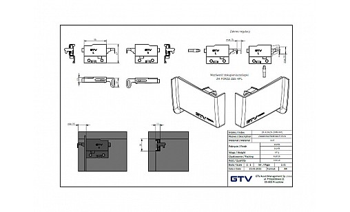 Пiдвic кухонний FORZA лівий   правий (навантаження 130 кг) ZK-FORZA-ZAW-KPL GTV
