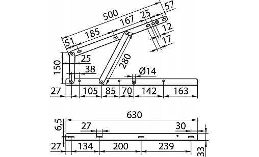 Механізм підйомний для ліжка L-0.63