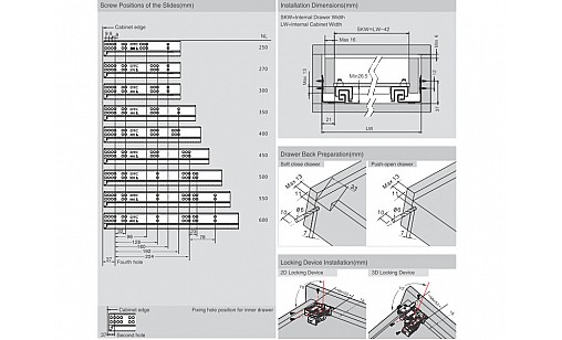 ДТС Направляющая скрытого монтажа L-400 полного выдвижения 3D DS10400H