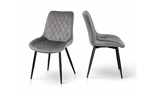 Стілець КОРФУ чорний/велюр сірий