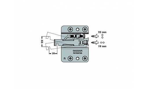 Підвіс під запресування з прихованим корпусом (4мм) для висувних ящиків, лівий 290.40.904 Hafele/Camar 807 RV