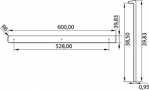 Накладка для столешницы 38мм Алюминий U-образная правая ДС ОптимаЛайн Накладка для столешницы 38мм Алюминий U-образная правая ДС ОптимаЛайн