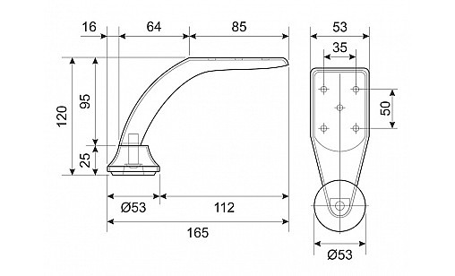 Ножка DZ 07/st G2 Хром H-120мм ДС СтандартЛайн
