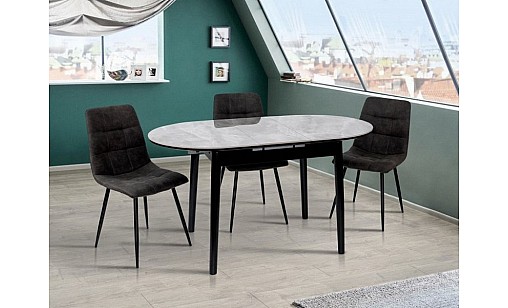 Стол обеденный ТИТАН 1100(1400)*750*760 бетон/черный Стол обеденный ТИТАН 1100(1400)*750*760 бетон/черный