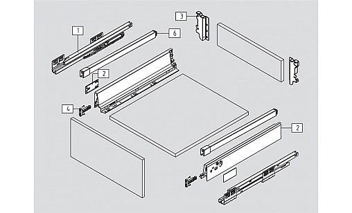 ДТС КОМПЛЕКТ: Тандембокс белый L-500/160 СРЕДНИЙ с одним КВАДРАТНЫМ релингом MM015004BB(E01)