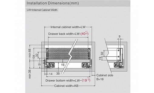 ДТС SLIM Тандембокс графит L-500/ 88 Tip-on HT415004Q11(E30)