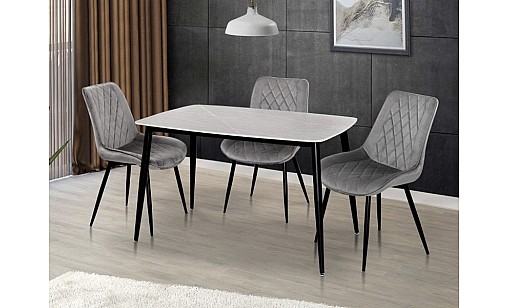 Стіл обідній КІПАРИС 1200*800*760 сірий мармур/чорний