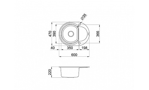Мойка гранитная ELLECI EASY ROUND TITANO 68