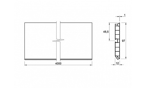 Цоколь пластиковий алю-плівка чорний матовий L=4м, Н=100мм 120-01-4000-03-199