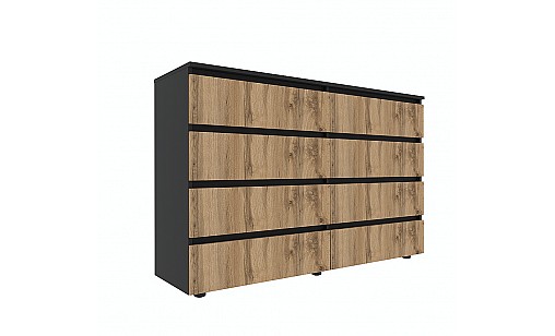 Комод STEVE 1400*400*909 Чорний/Дуб Тахо