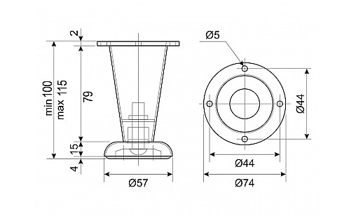 Ножка регулируемая DZ 09/100 АВ Латунь H-100мм ДС СтандартЛайн Ножка регулируемая DZ 09/100 АВ Латунь H-100мм ДС СтандартЛайн