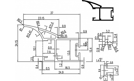 Профиль вертикальный открытый AIR MINI L-4,7м Серебро ДС Профиль вертикальный открытый AIR MINI L-4,7м Серебро ДС