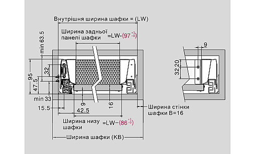 ДТС КОМПЛЕКТ: Тандембокс L-500/84,5 сірий MM01500A (E18)