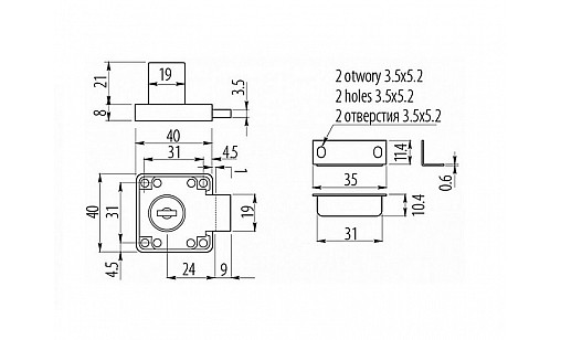 Замок врезной квадрат 138 GTV ZZ-KM-138-01 Замок врезной квадрат 138 GTV ZZ-KM-138-01