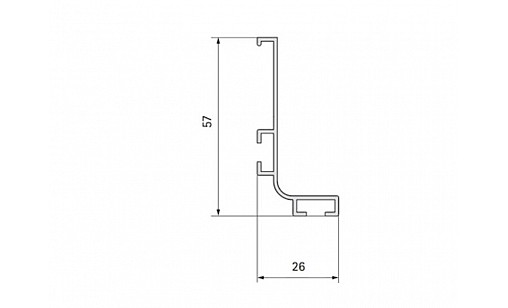 Профіль фронтальний алюмінієвий L (фасад без ручок) БІЛИЙ ГЛЯНЕЦЬ L = 4,2м 5453.01.420.22.07