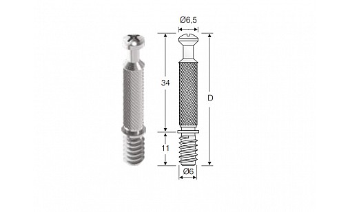 Штифт M.fix на минификс 45мм с резьбой евровинт 102-02-04-403