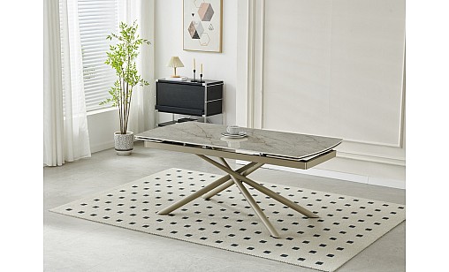 Стіл обідній Philip1800(2400)*900*750 Shks Beige Glossy/sahara legs