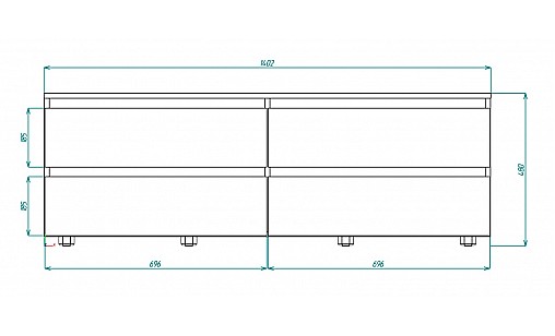 Тумба STEVE 1400*400*480 Чорний/Дуб Тахо