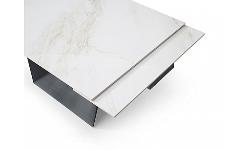 Стіл обідній Edmund 1400(2000)*850*750 White Golden Glossy