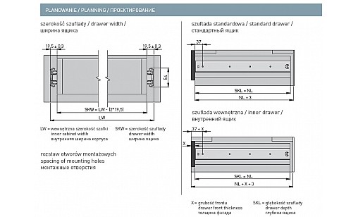Направляющая полного выдвижения H-53 L=600 мм PK-0-H53-600 GTV