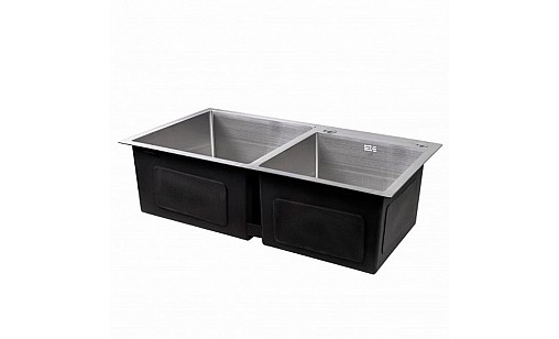 Мойка нержавеющая LIDZ H7843 Brush 3,0/1,0 мм двойная с дозатором