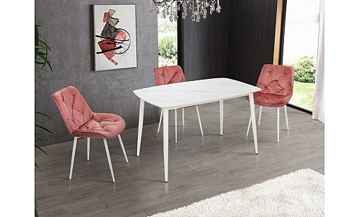 Стіл обідній КІПАРИС 1200*800*760 білий мармур/білий Стіл обідній КІПАРИС 1200*800*760 білий мармур/білий