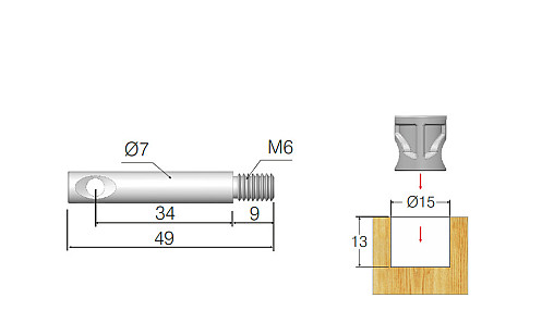 Стяжка коническая Mesanfix штифт d=7мм, гайка М8, цинк 102-03-10-403