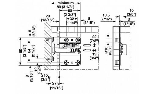 Подвес для шкафа сталь оцинкованная до 120 кг, левый 290.40.902 Hafele/Camar 807