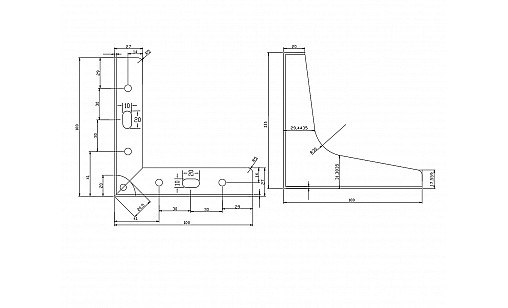 Ножка угловая прямая h-100мм черная Ножка угловая прямая h-100мм черная