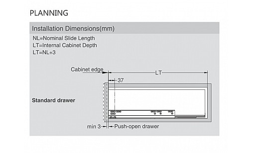 ДТС SLIM Тандембокс графит L-500/ 238 Tip-on HT445004A11 (Е30)