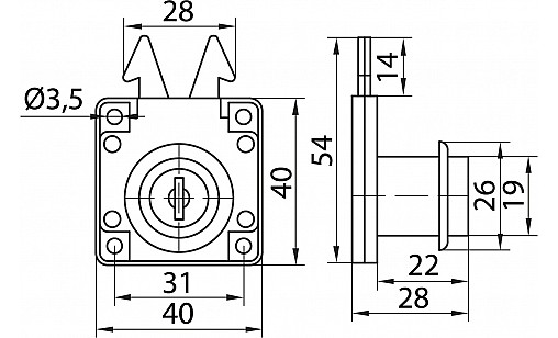 Замок KL-202-22 для дверей-жалюзі Хром ДС