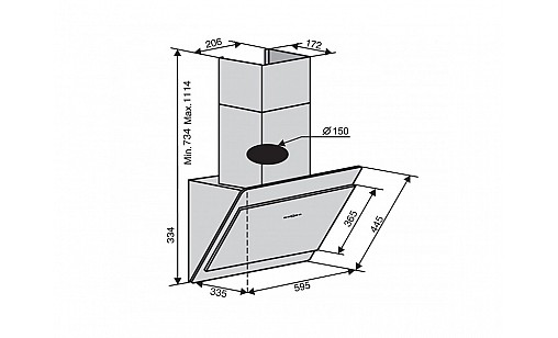 Вытяжка VENTOLUX TOSCANA 60 BK (800) TC