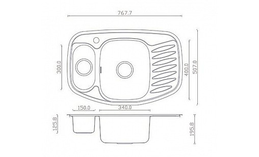 Мойка нержавеющая FABIANO 78*51*1,5 Micro Decor (0,8) 8211.401.0329
