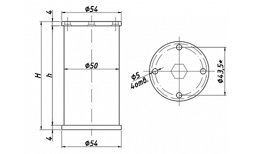 Ніжка меблева з верхнім регулюванням h-50мм (M-016901)