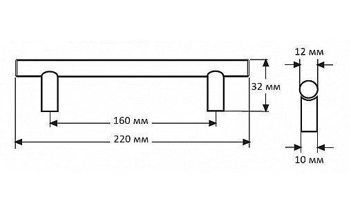Ручка DR 11/160 SS BLK Чорна ДС ЄвроЛайн