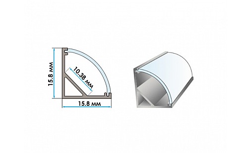 Профіль кутовий анодований ПФ-9 матовий розсіювач, 2м Люкслайф Профіль кутовий анодований ПФ-9 матовий розсіювач, 2м Люкслайф
