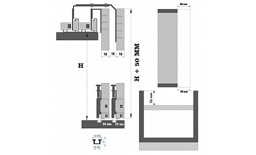 Раздвижная система SKS 2100 на 2 двери с механизмом доводки Раздвижная система SKS 2100 на 2 двери с механизмом доводки