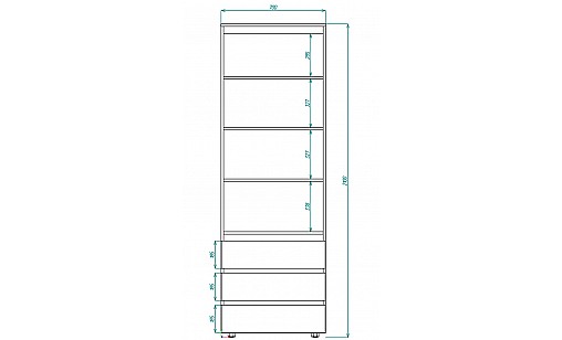 Шкаф STEVE с полками 700*500*2100 Графитовый/Дуб Крафт Белый