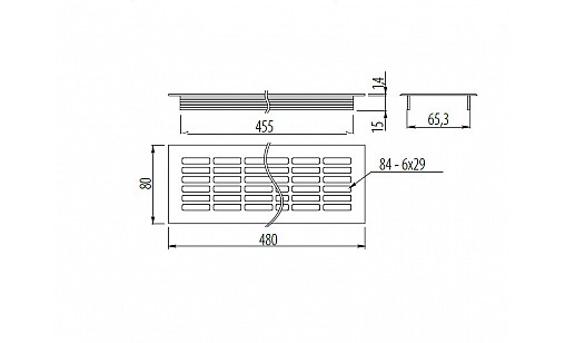 Решітка вентиляційна золото 480х80 KK-W80800-21 GTV