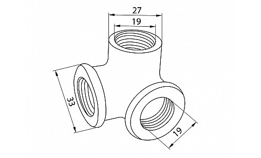 Кріплення кутове трьох труб D-19мм Ретро ДС