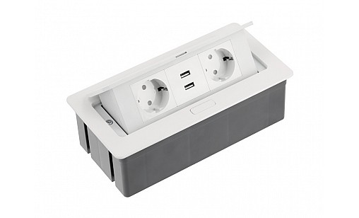 Подовжувач для офісу SOFT, 2 розетки із заземленням SCHUKO 2 USB білий провід з вилкою AE-PBSUC2GS-10 GTV