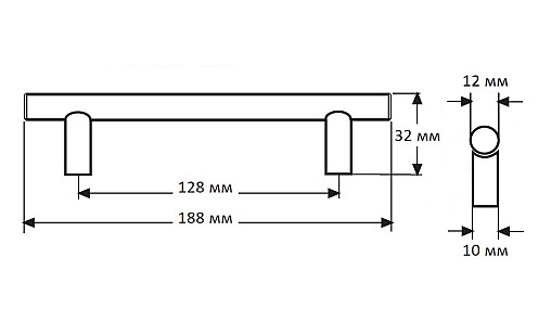 Ручка DR 11/128 SS BLK Черная ДС ЕвроЛайн