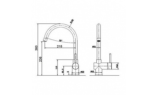 Смеситель FABIANO FKM 39 SS Inox U-образний 8232.401.0192
